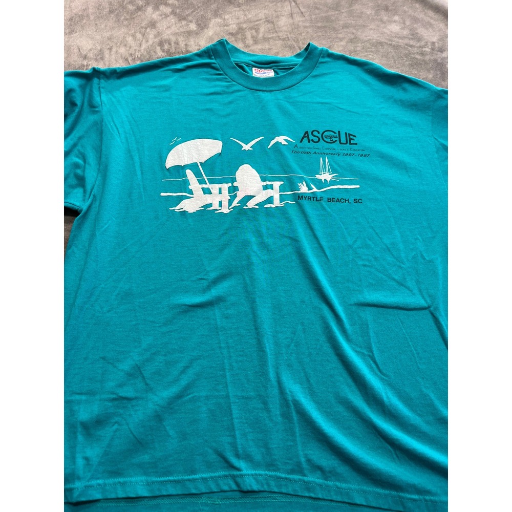 Vintage 1997 Hanes ASCUE Myrtle Beach SC Anniversary Teal Graphic T-Shirt XL